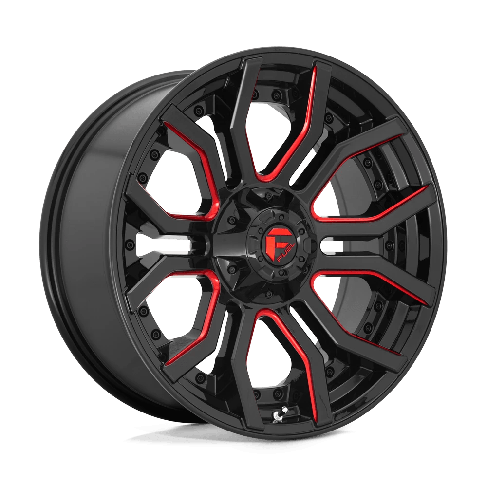 Fuel 1pc D712 Rage Gloss Black Red Tinted Clear 22x10 (-18) 8x170
