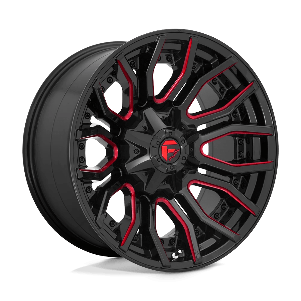 Fuel 1pc D712 Rage Gloss Black Red Tinted Clear 20x10 (-18) 8x170