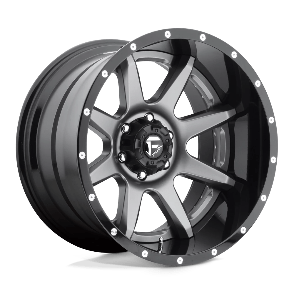 Fuel 2pc D238 Rampage Matte Gun Metal Black Lip 22x14 (-70) 5x127