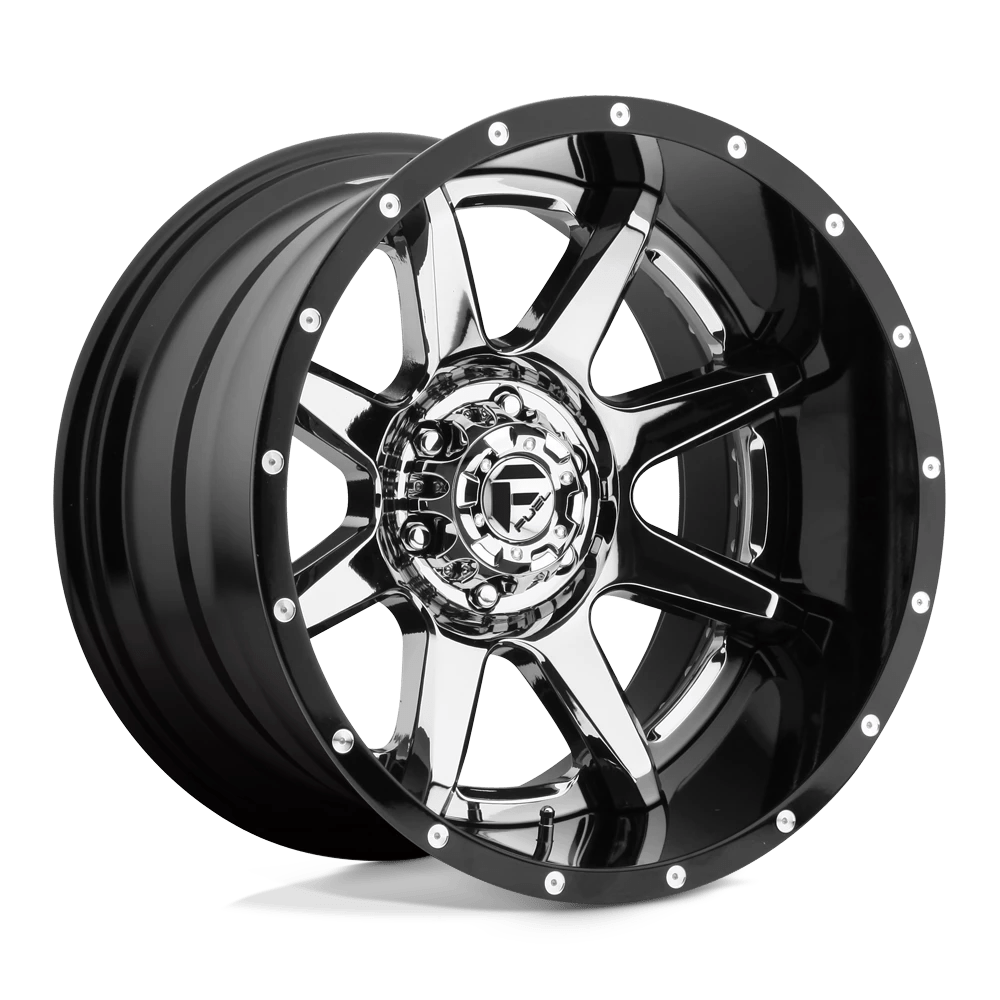 Fuel 2pc D247 Rampage Chrome Plated Gloss Black Lip 22x12 (-44) 8x165.1