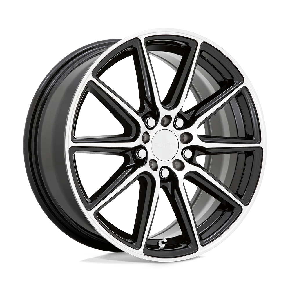 Ruff Throttle Gloss Black W/ Machined Face 17x7.5 (+38) 5x100/5x114.3