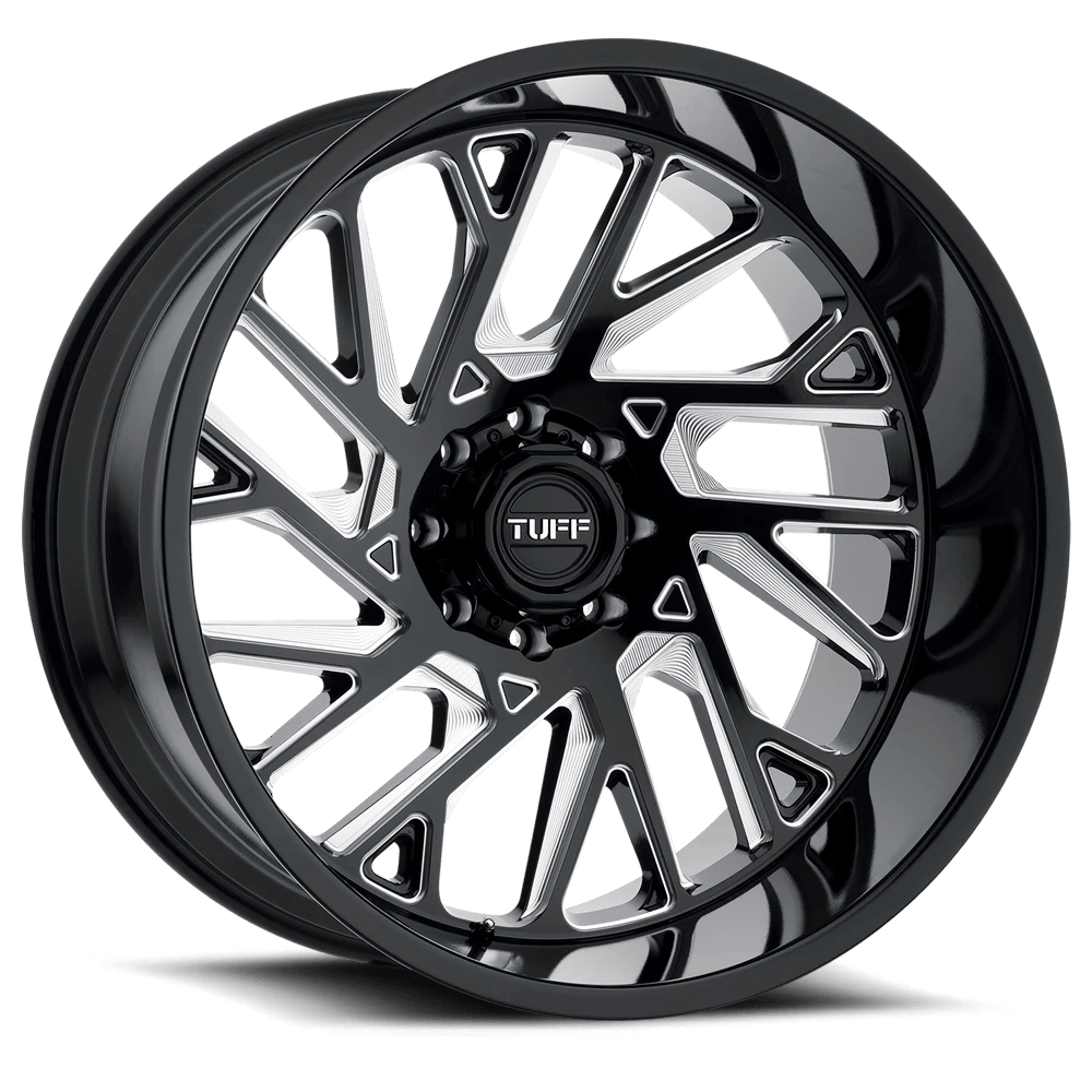 Tuff T4b Gloss Black W/ Milled Spokes 20x12 (-45) 5x127