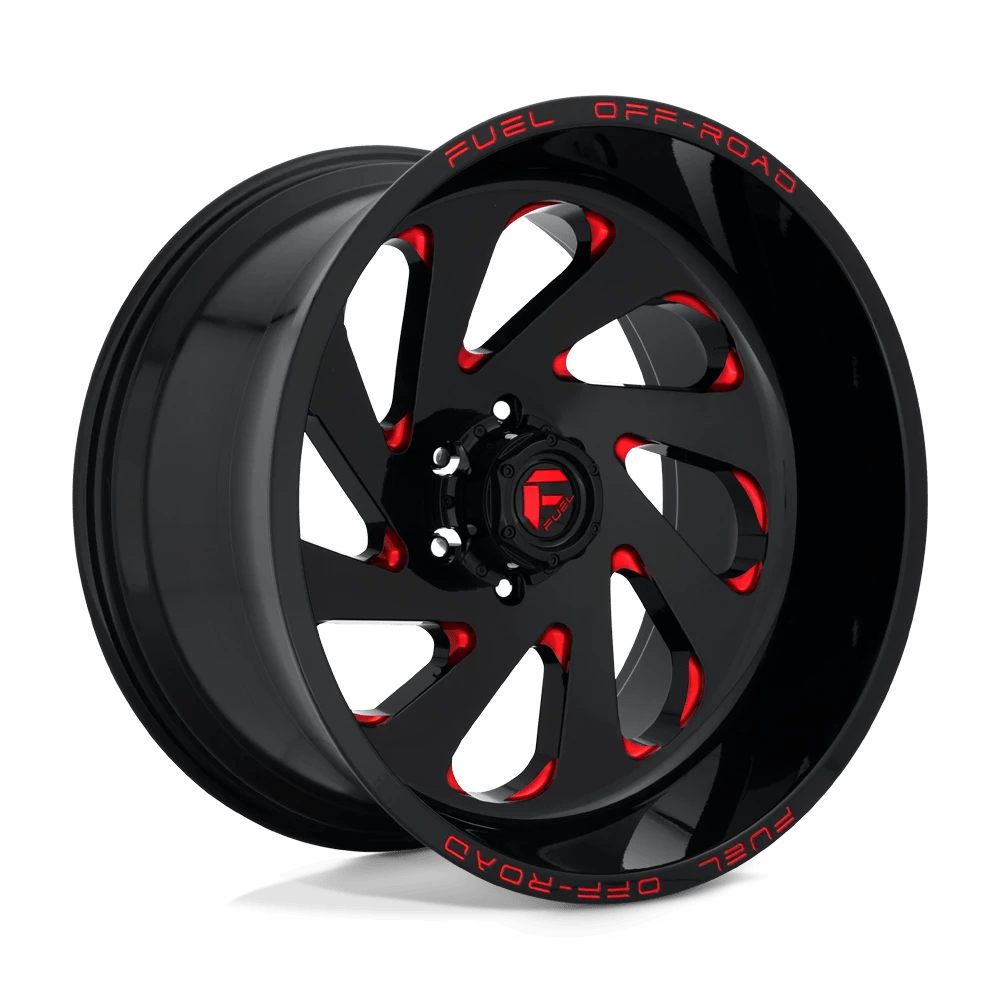 Fuel 1pc D638 Vortex Gloss Black Red Tinted Clear 22x12 (-44) 6x139.7