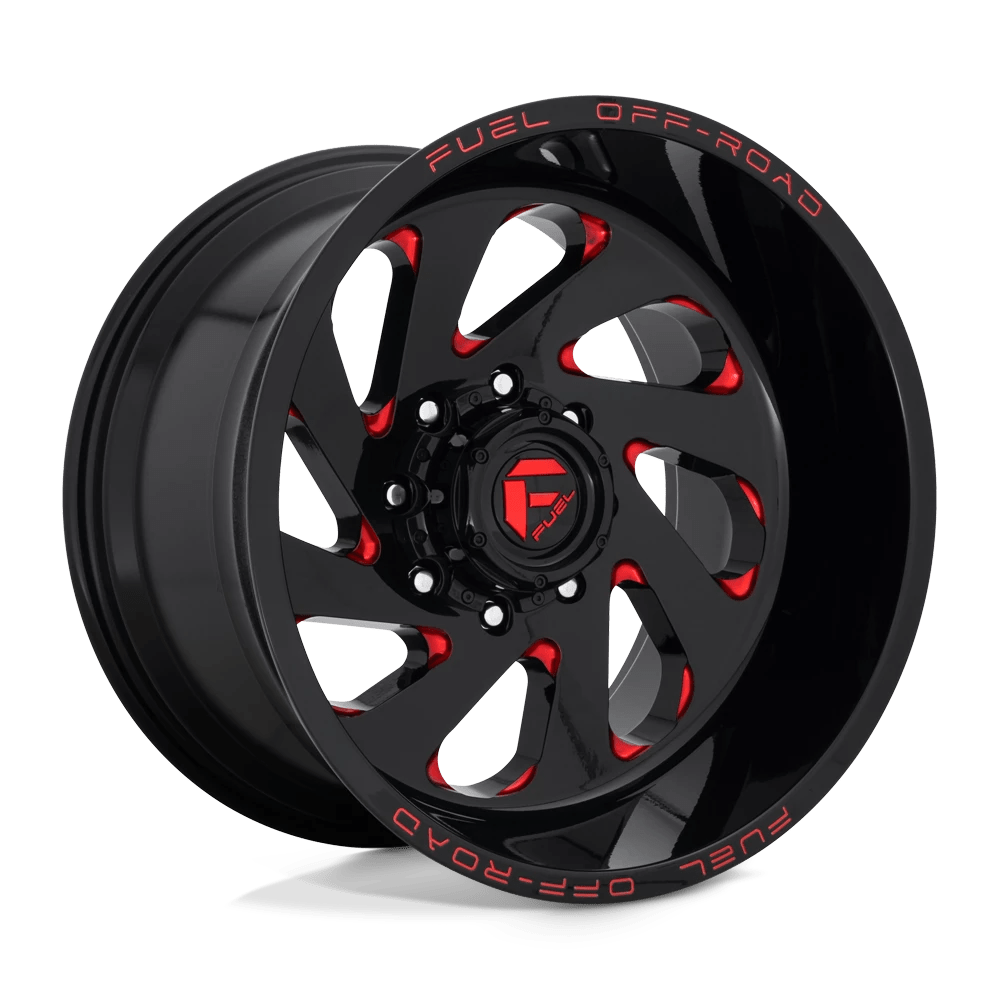 Fuel 1pc D638 Vortex Gloss Black Red Tinted Clear 20x12 (-44) 8x180