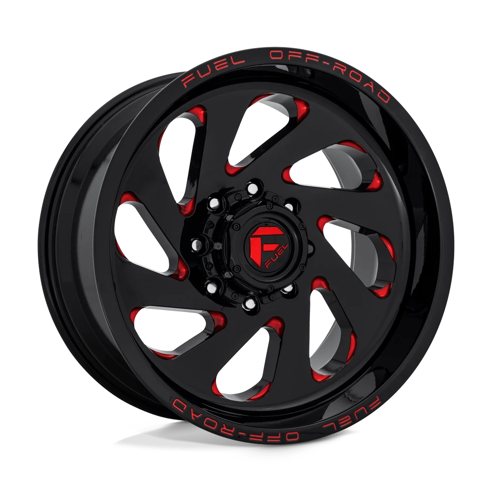 Fuel 1pc D638 Vortex Gloss Black Red Tinted Clear 20x10 (-19) 6x139.7