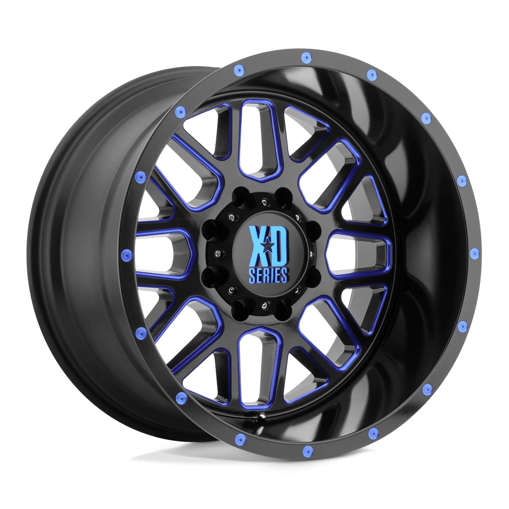 Xd Xd820 Grenade Satin  Black Milled With Blue Clear Coat 20x9 (+0) 6x135