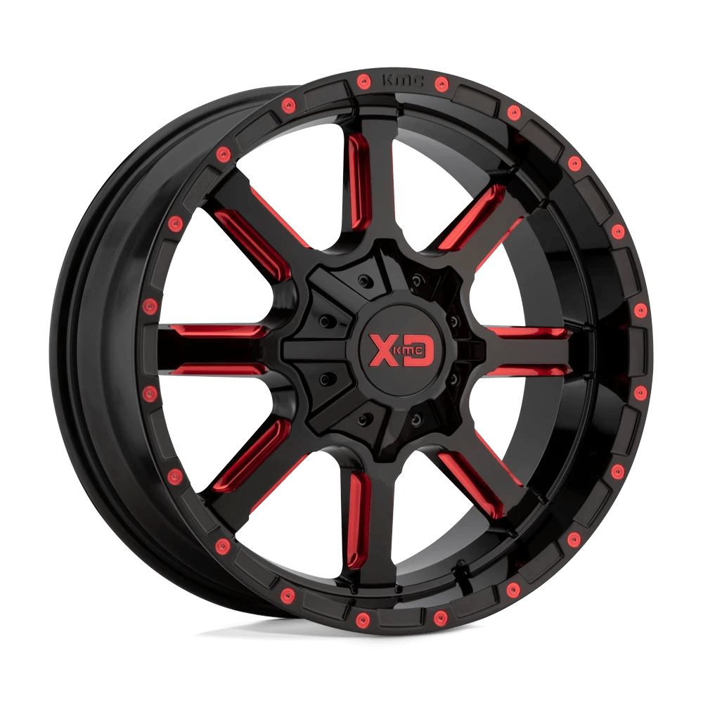 Xd Xd838 Mammoth Gloss Black Milled With Red Tint Clear Coat 20x10 (-18) 8x170