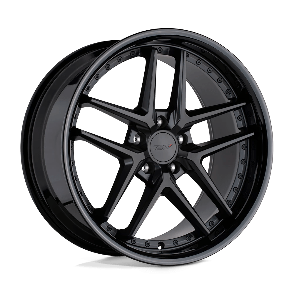 Tsw Premio Matte Black W/ Gloss Black Lip 20x10 (+40) 5x112