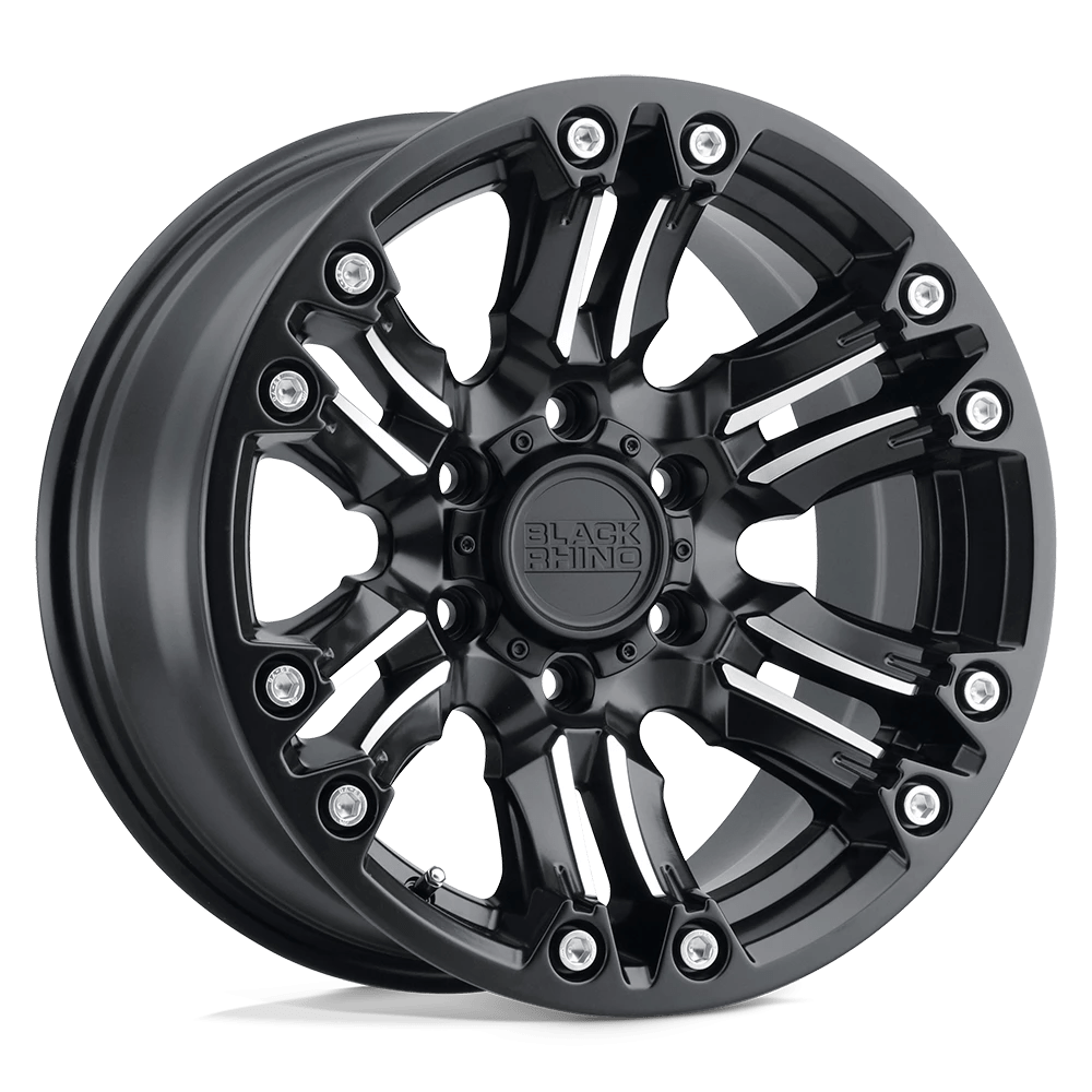 Black Rhino Asagai Matte Black & Machined W/ Stainless Bolts 20x9.5 (+12) 6x135