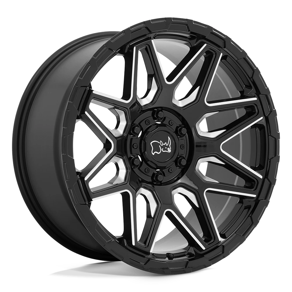 Black Rhino Shockwave Gloss Black With Milled Spokes 20x9.5 (-18) 5x127
