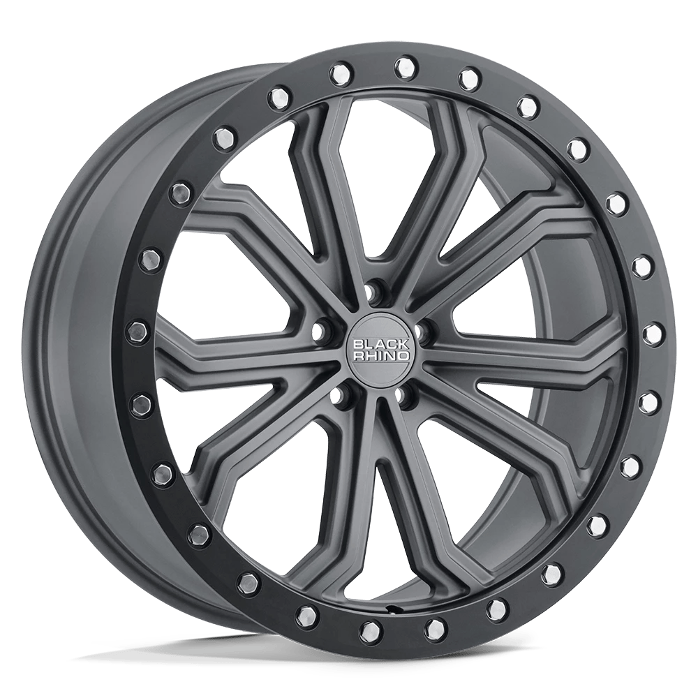 Black Rhino Trabuco Matte Gunmetal W/ Black Ring & Silver Bolts 22x10 (+40) 5x112