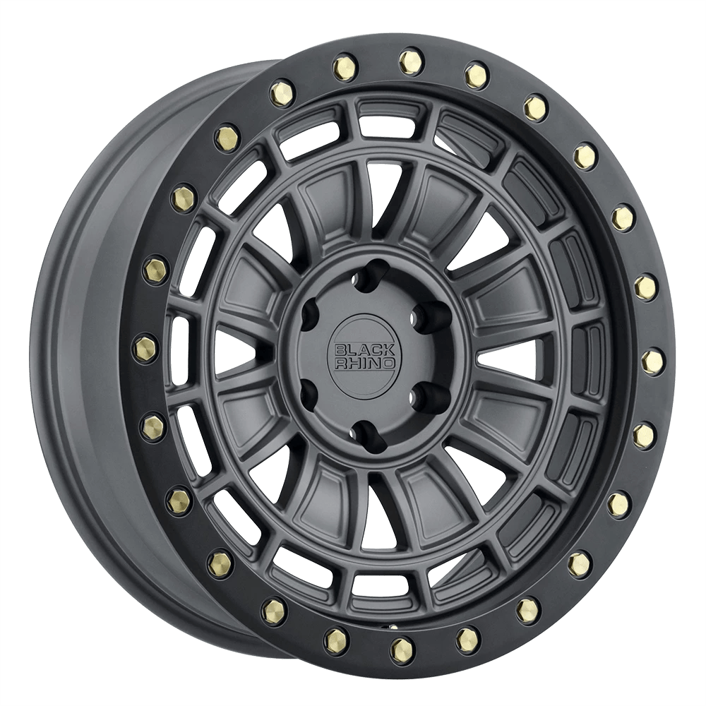 Black Rhino Dalton Matte Gunmetal W/ Black Lip Edge & Brass Bolts 20x9.5 (+12) 6x139.7