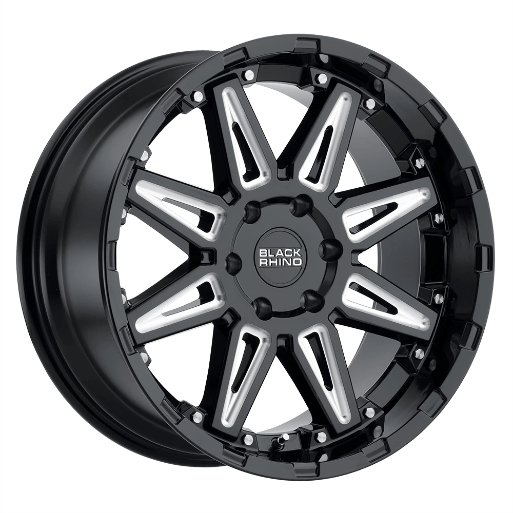 Black Rhino Rush Gloss Black W/ Milled Spokes 18x9.5 (-18) 5x127