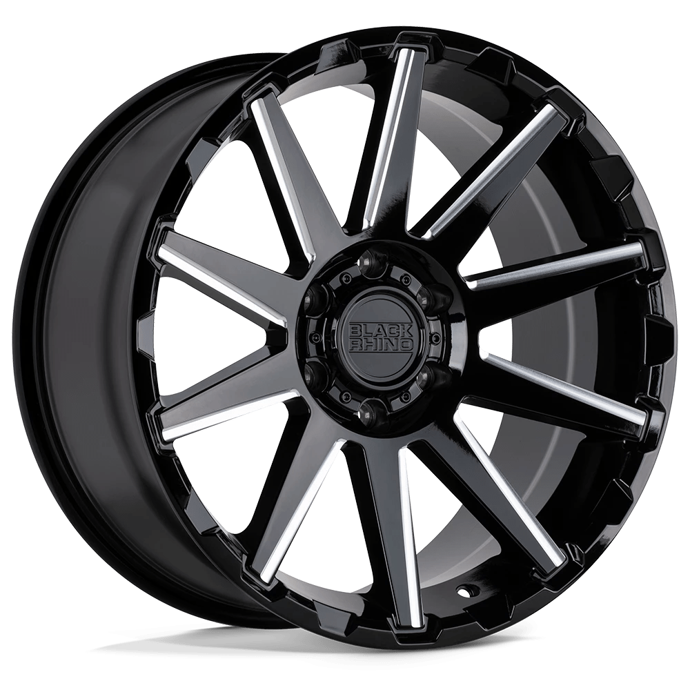 Black Rhino Typhoon Gloss Black W/ Milled Spokes 20x9.5 (-18) 5x127