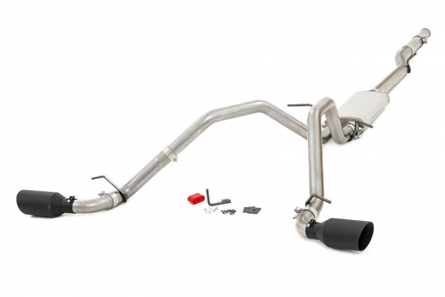 Dual Cat-Back Exhaust System w/Black Tips 14-18 Silverado/Sierra 1500 5.3L Rough Country