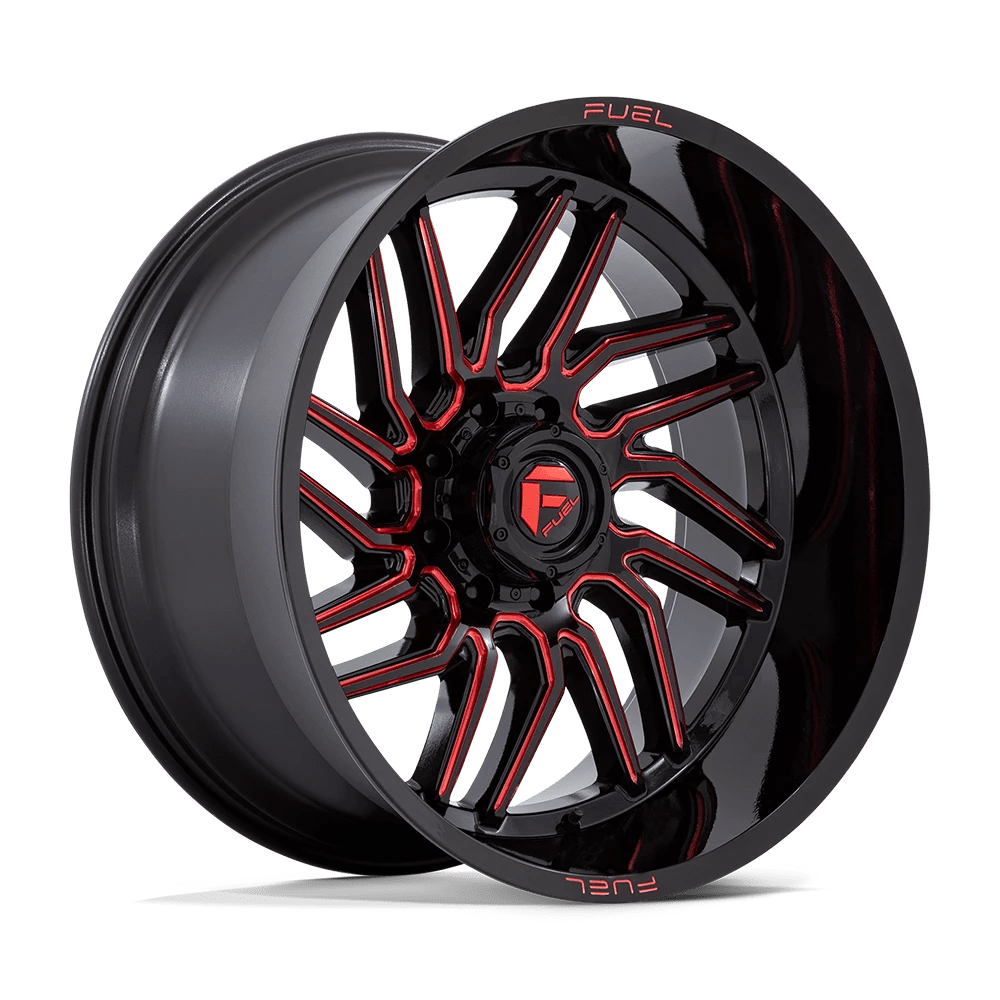 Fuel 1pc D808 Hurricane Gloss Black Milled Red Tint 24x12 (-44) 8x165.1