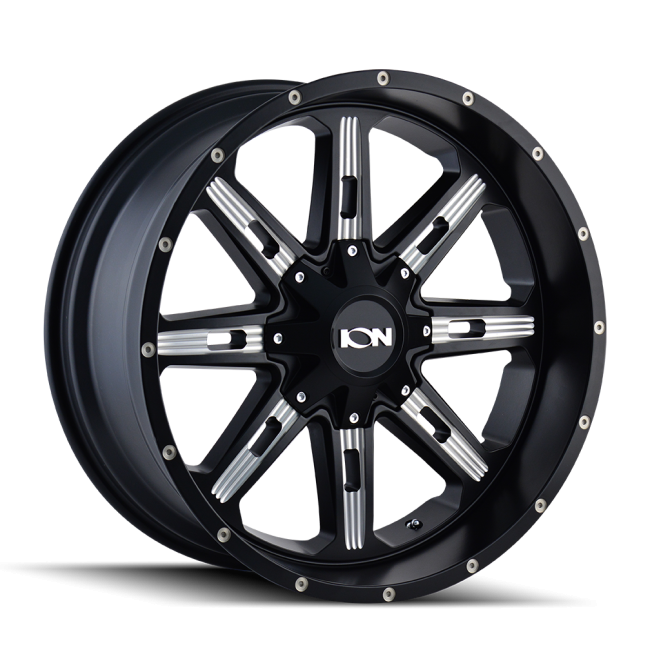 Ion Type 184 Satin Black/milled Spokes 20x10 6-135/6-139.7 -19mm 106mm