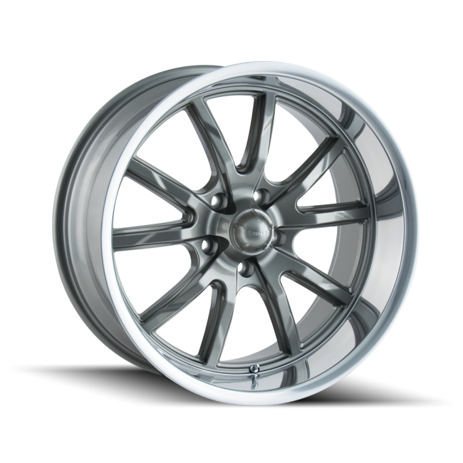 Ridler Type 650 Grey/polished Lip 22x9.5 5-115 18mm 71.5mm