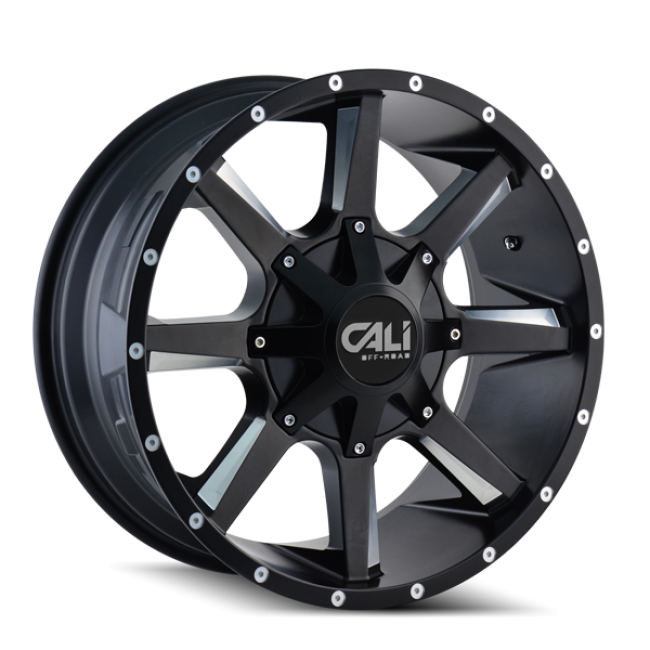 Cali Off-road Busted 9100 Satin Black/milled Spokes 20x9 5-127/5-139.7 18mm 87mm