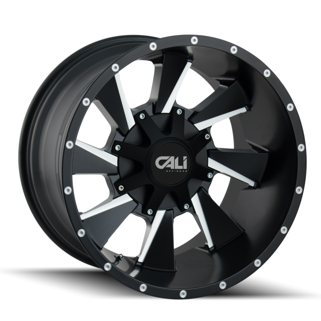 Cali Off-road Distorted 9106 Satin Black/milled Spokes 20x10 8-165.1/8-170 -19mm 130.8mm