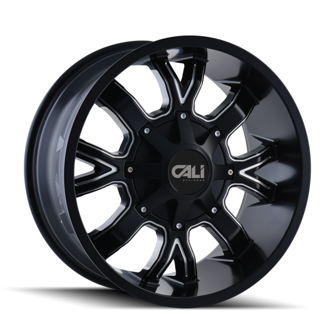 Cali Off-road Dirty 9104 Satin Black/milled Spokes 22x10 8-165.1/8-170 -19mm 130.8mm
