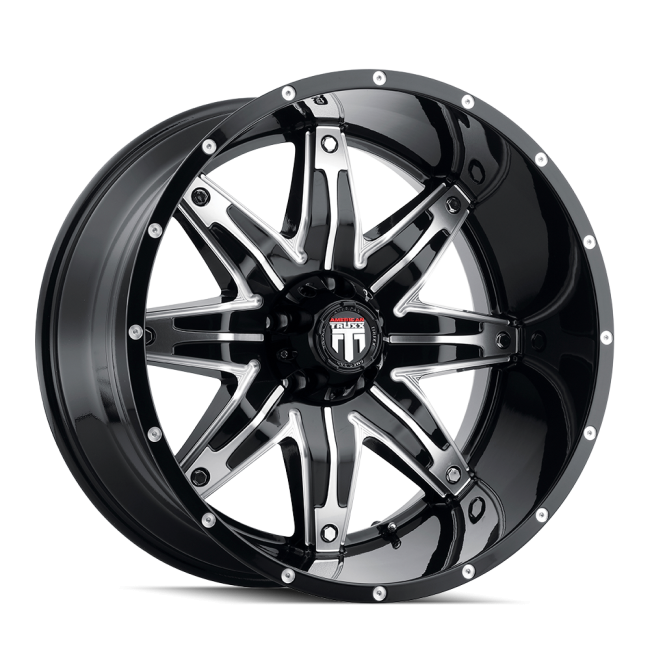 At185-21094bm-m American Truxx Lonestar At185 Black/machined 20x10 8-170 -24mm 125.2mm