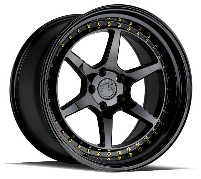 Aodhan DS09 Gloss Black W /Gold Rivets 19x9.5 (+30) 5x114.3