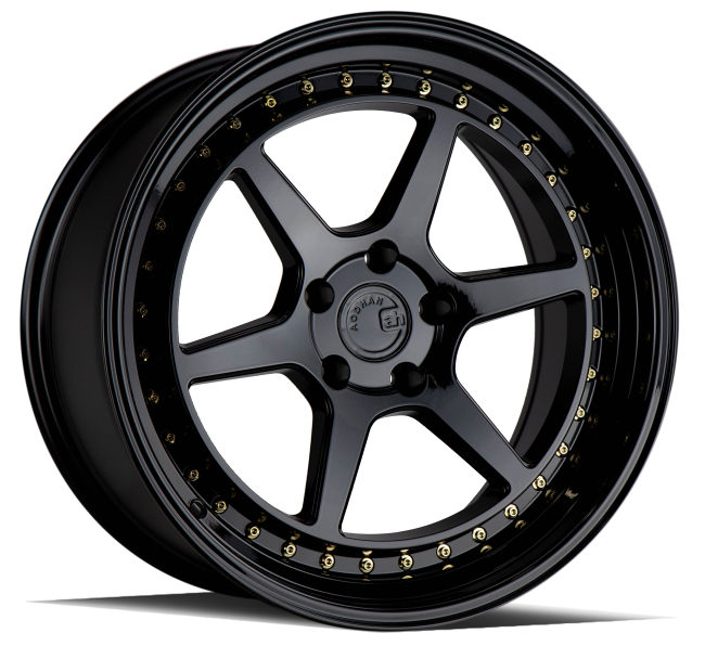 Aodhan DS09 Gloss Black W /Gold Rivets 19x11 (+22) 5x114.3