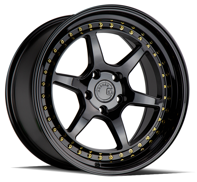 Aodhan DS09 Gloss Black W /Gold Rivets 18x9.5 (+35) 5x100