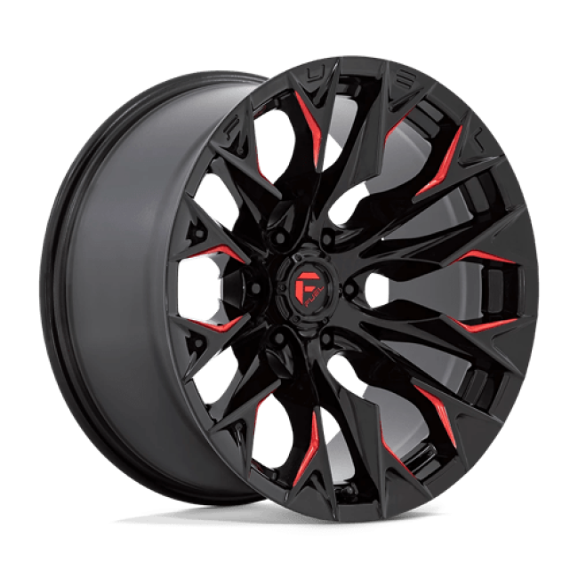 Fuel 1pc D823 Flame Gloss Black Milled With Candy Red 20x9 (+20) 8x165.1