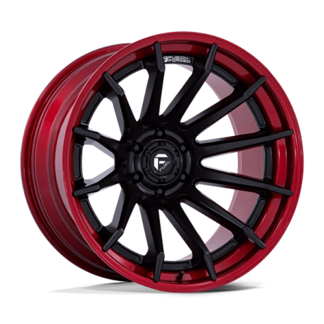 Fuel 1pc Fc403 Burn Matte Black With Candy Red Lip 20x10 (-18) 6x135