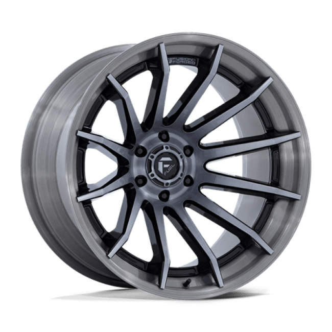 Fuel 1pc Fc403 Burn Gloss Black With Brushed Gray Tint Face & Lip 22x12 (-44) 6x139.7