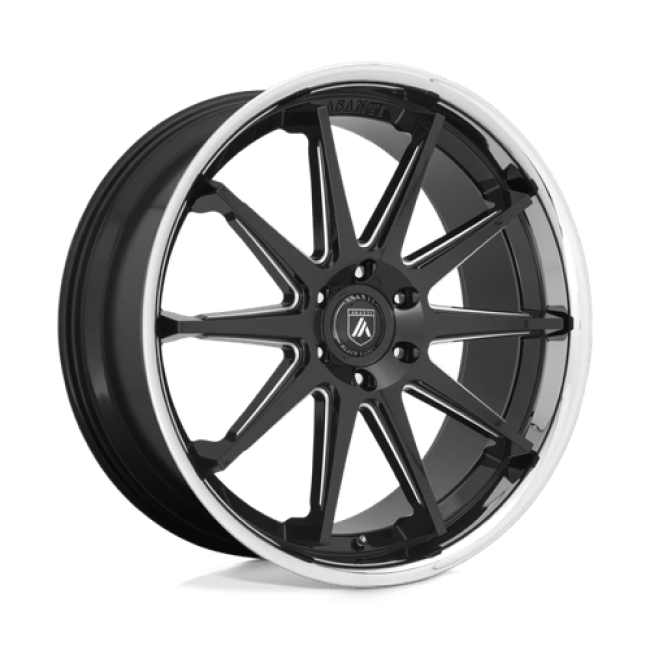 Asanti Black Abl-29 Emperor Gloss Black Milled With Chrome Lip 24x10 (+15) 6x139.7