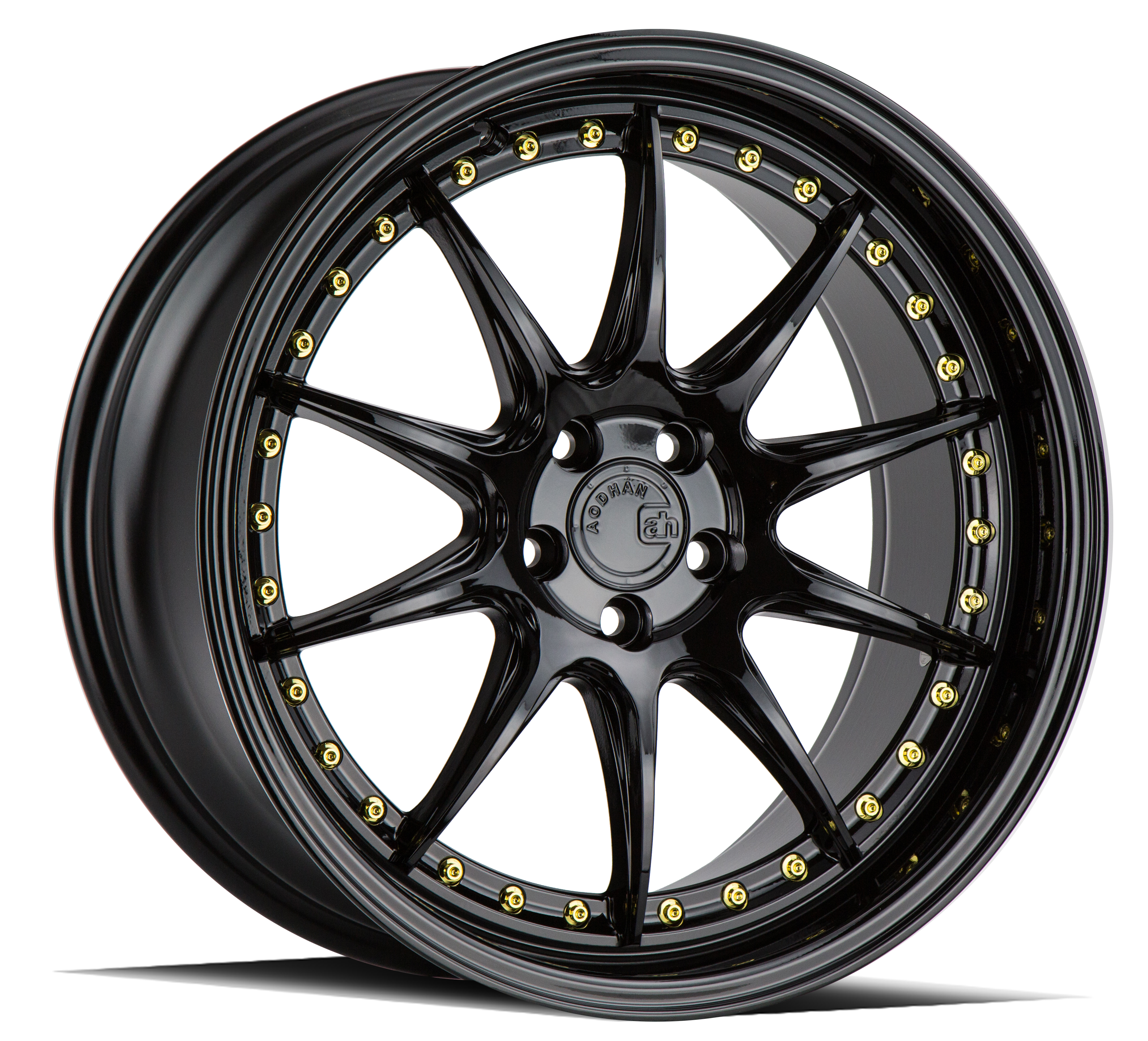 Aodhan DS07 Gloss Black W /Gold Rivets 19x8.5 (+35)5x114.3