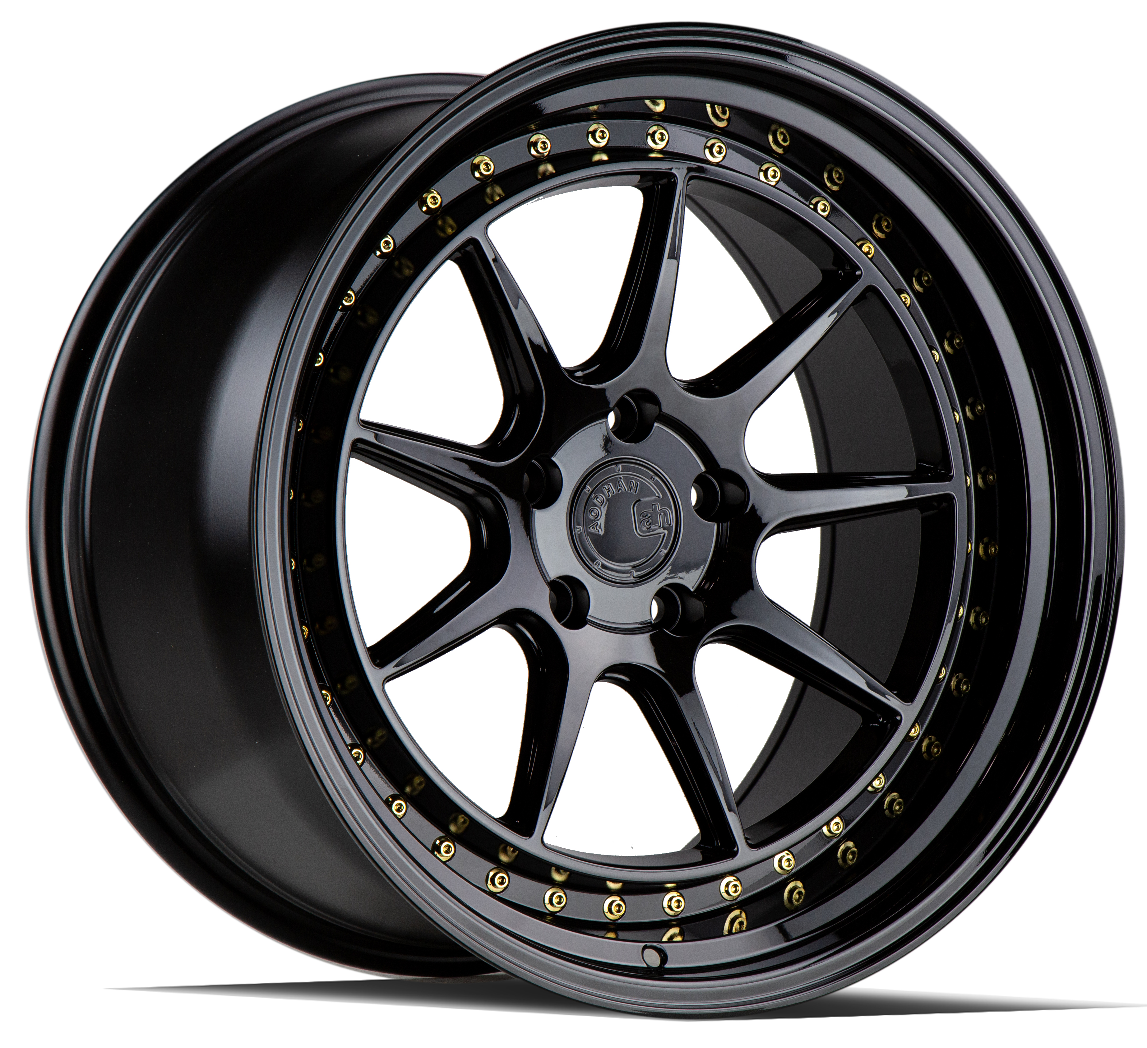 Aodhan DS-X Gloss Black W /Gold Rivets 19x11 (+15)5x114.3