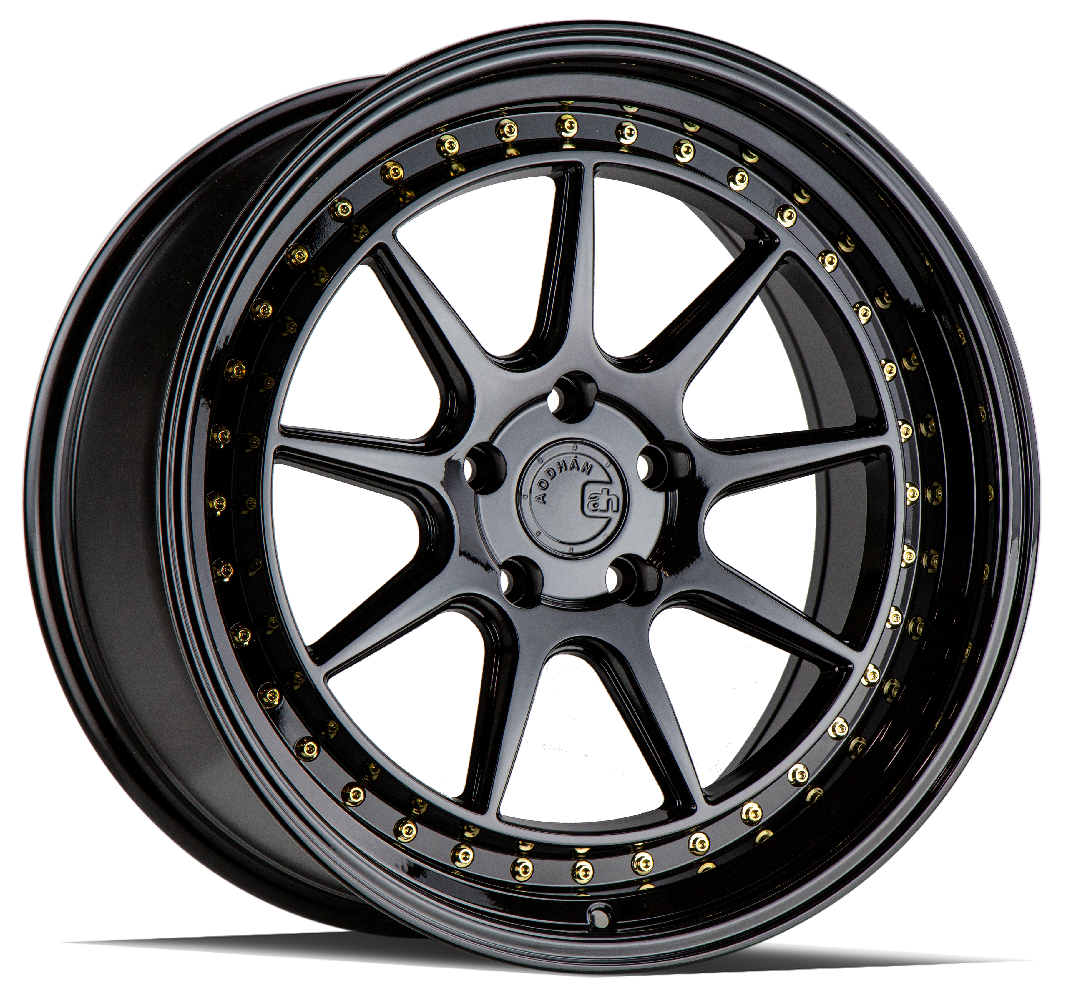 Aodhan DS-X Gloss Black W /Gold Rivets 19x8.5 (+35)5x114.3