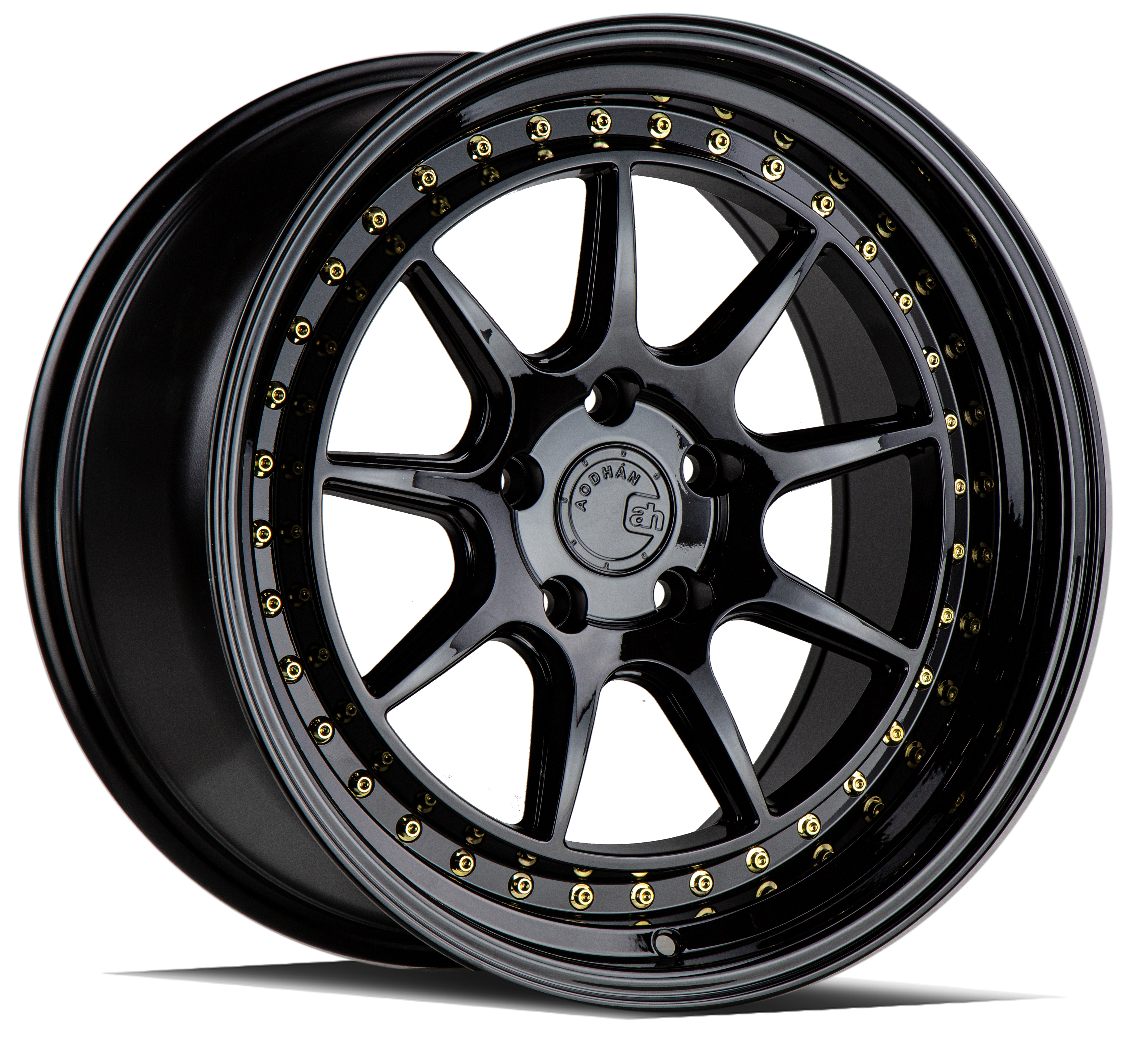 Aodhan DS-X Gloss Black W /Gold Rivets 19x9.5 (+22)5x114.3