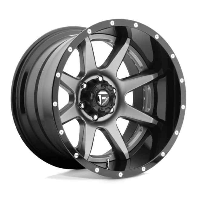 Fuel 2pc D238 Rampage Matte Gun Metal Black Lip 20x10 (-19) 5x127