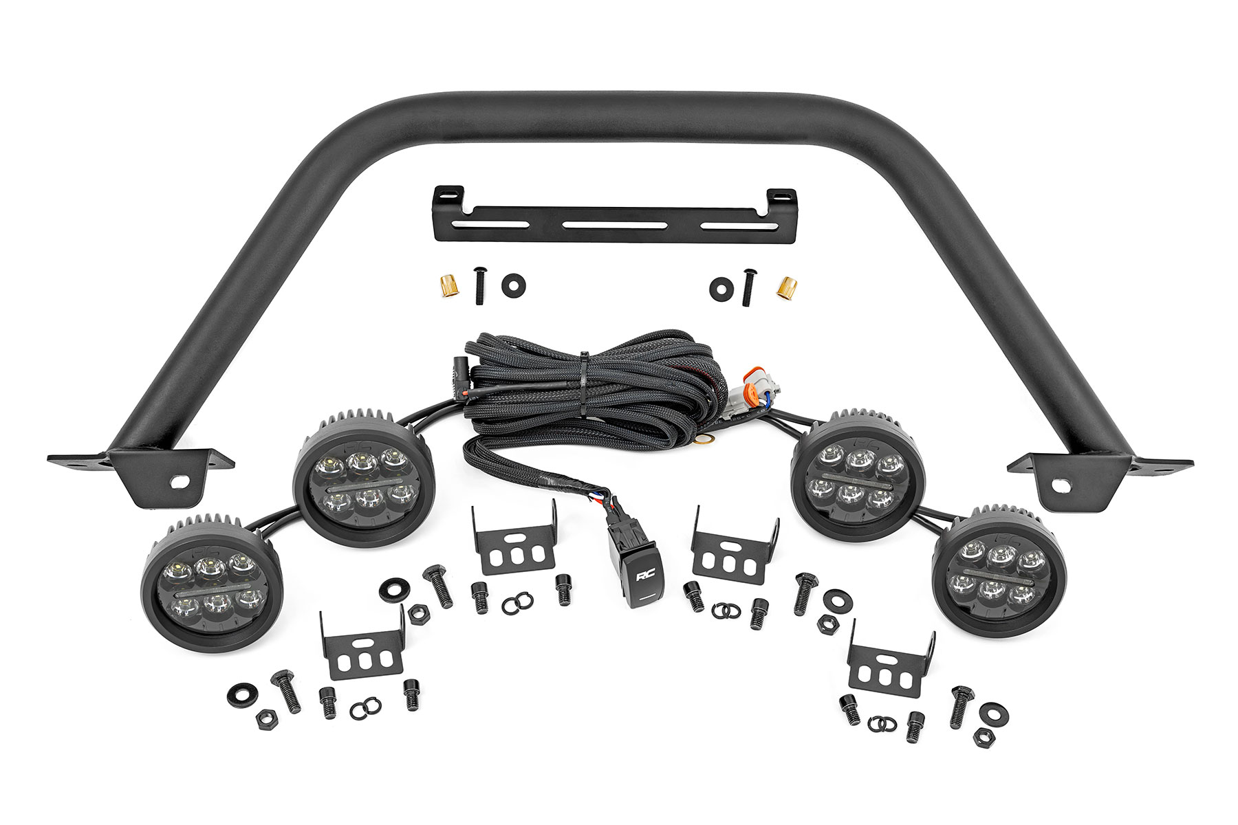 Safari Bar | 3.5" Round LED (Quad) | Black | Amber DRL | OE Modular Steel | Ford Bronco (21-24)