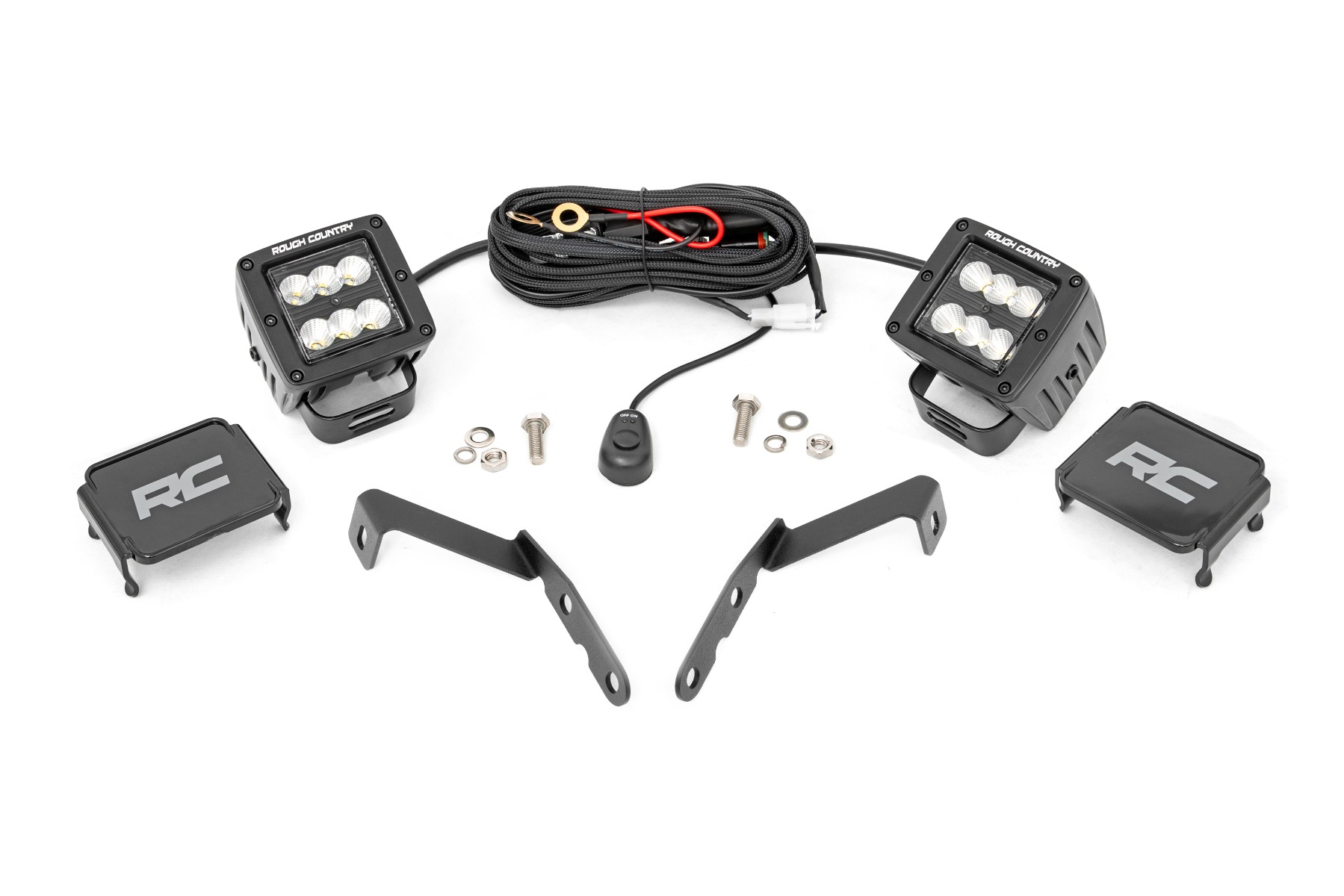 LED Light Kit | Ditch Mount | 2" Black Pair | Flood | Chevy 1500 & Chevy/GMC 2500HD/3500HD (07-14)