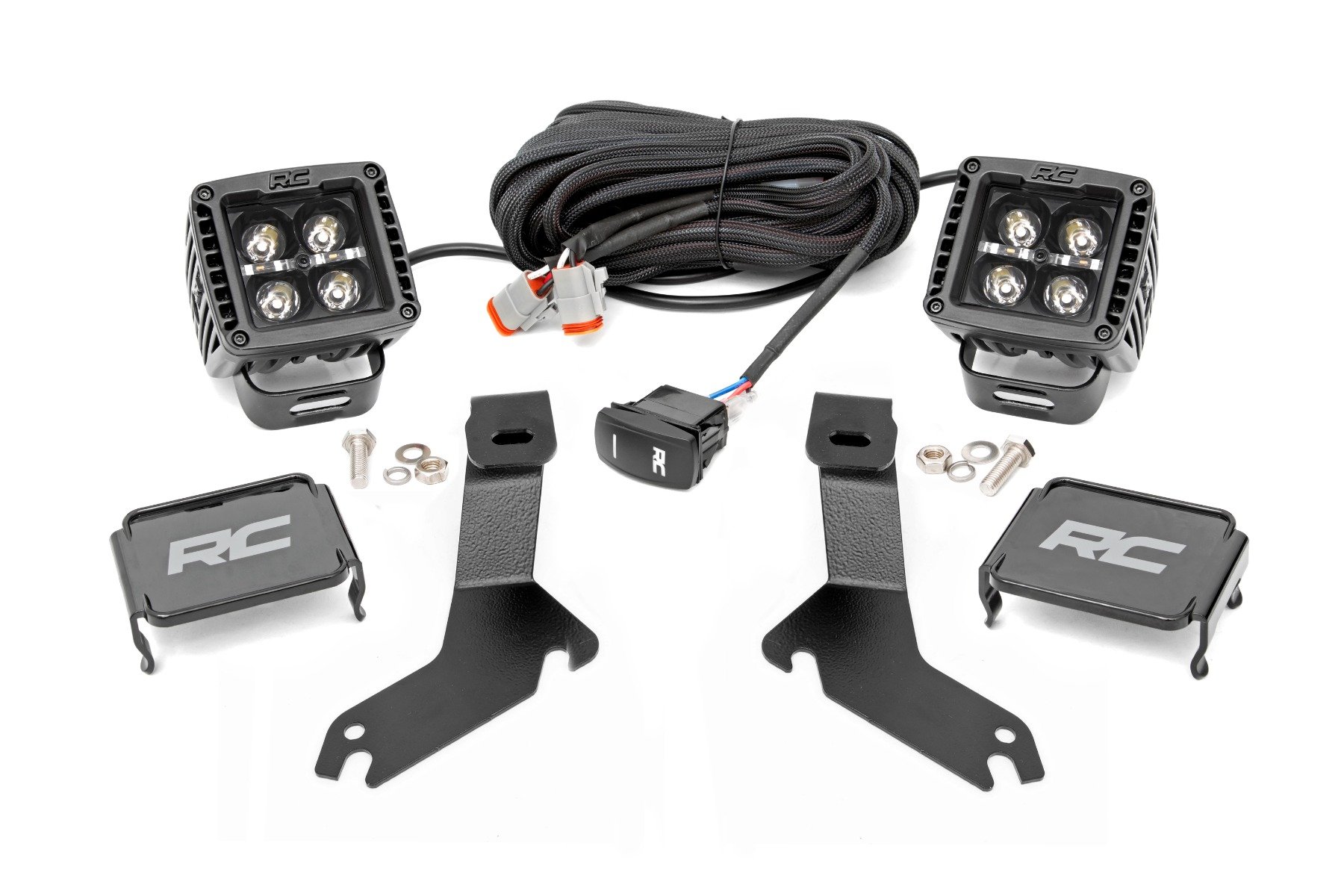 LED Light Kit | Ditch Mount | 2" Black Pair | Amber DRL | Chevy 1500 (99-06)