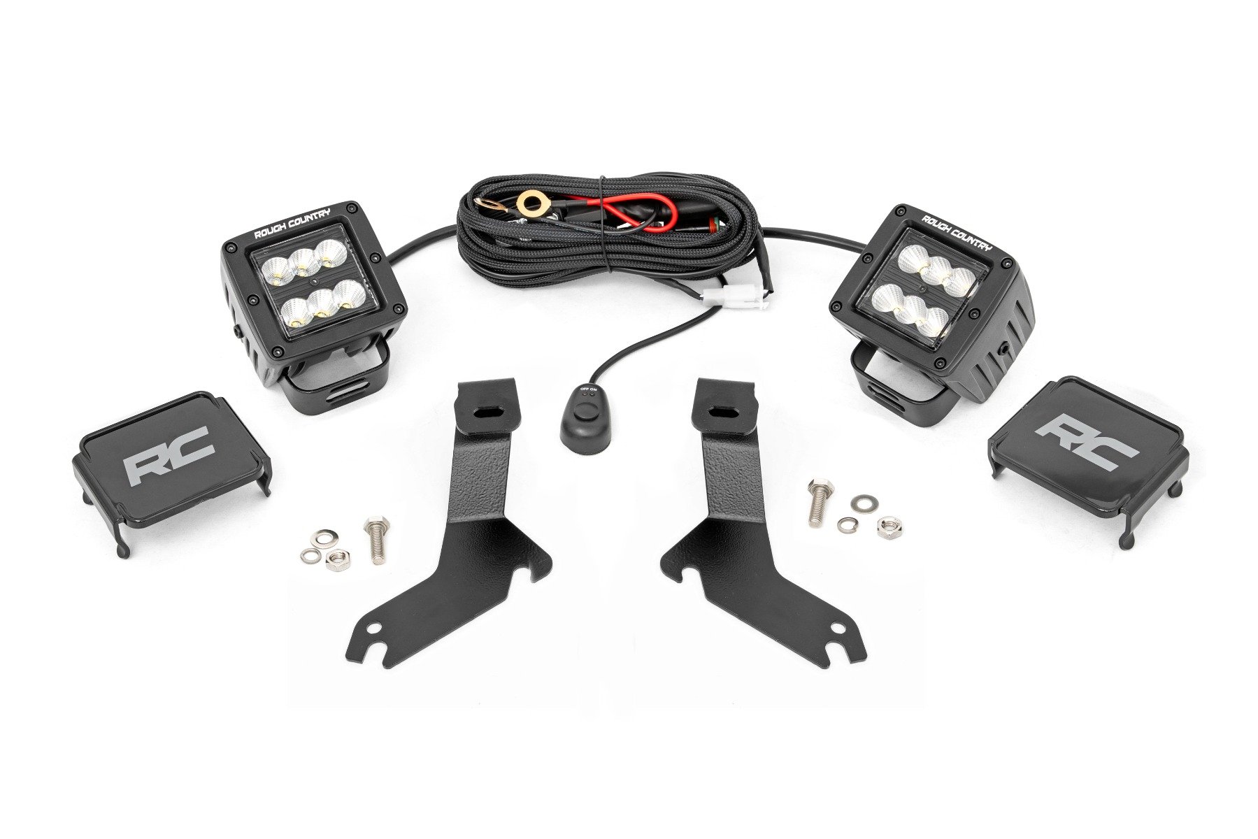LED Light Kit | Ditch Mount | 2" Black Pair | Flood | Chevy 1500 (99-06)