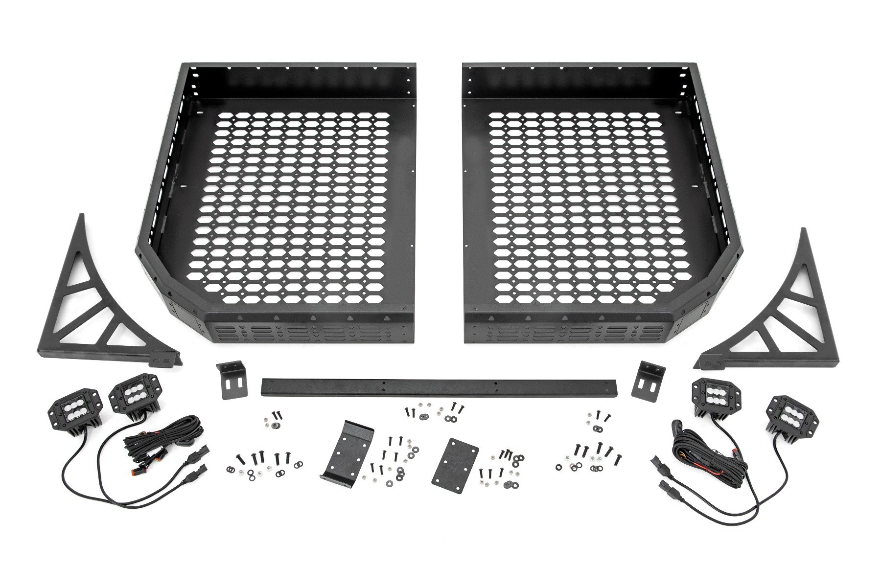 Cargo Rack | Dual 2" Black LED Pairs | Flush Mount | Polaris Ranger 1000/Ranger XP 1000