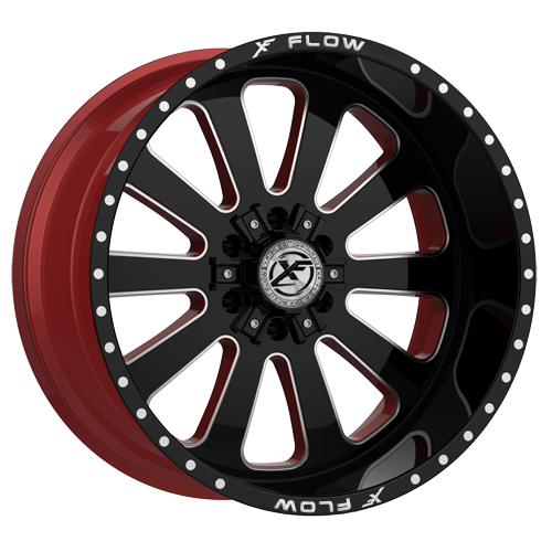 Xfx Flow Xfx-302 Gloss Black & Milled With Red Inner 22x12 (--44) 5x139.7