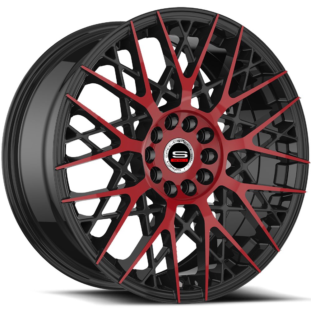 Spec-1 Sp-53 Gloss Black & Red Machined 17x7.5 (+42) 5x105