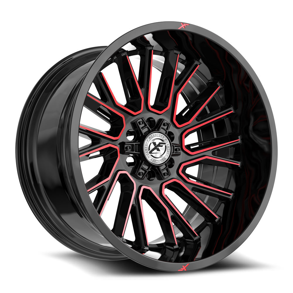 XF Off-Road XF-230 Gloss Black & Red Machined 20x9 (+12)5x127