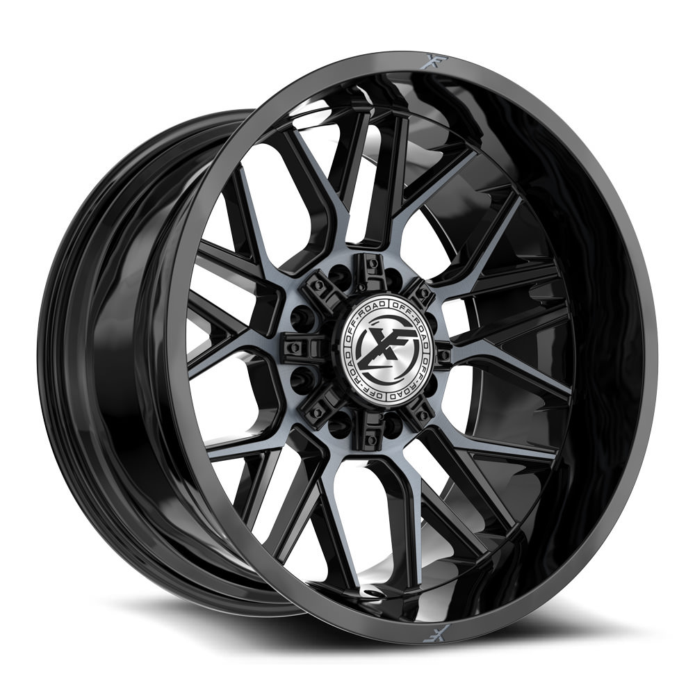 XF Off-Road XF-235 Gloss Black & Machined Titanium Double Dark Tint 20x10 (+-12)8x165.1