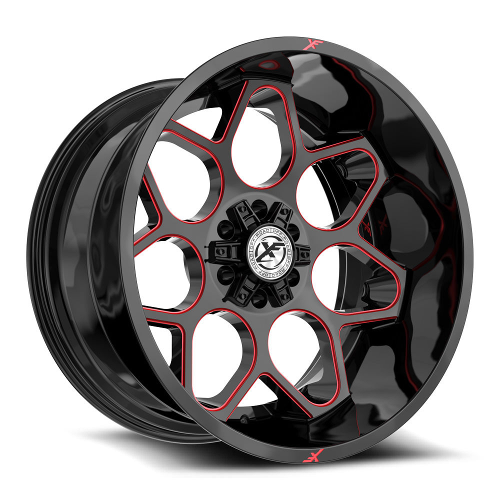 XF Off-Road XF-233 Gloss Black & Red Milled 20x10 (+-12)5x127