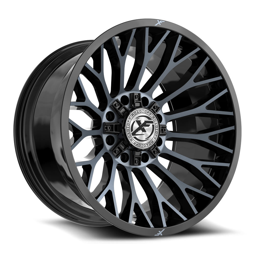 XF Off-Road XF-237 Gloss Black & Machined Titanium Double Dark Tint 22x12 (+-44)8x165.1
