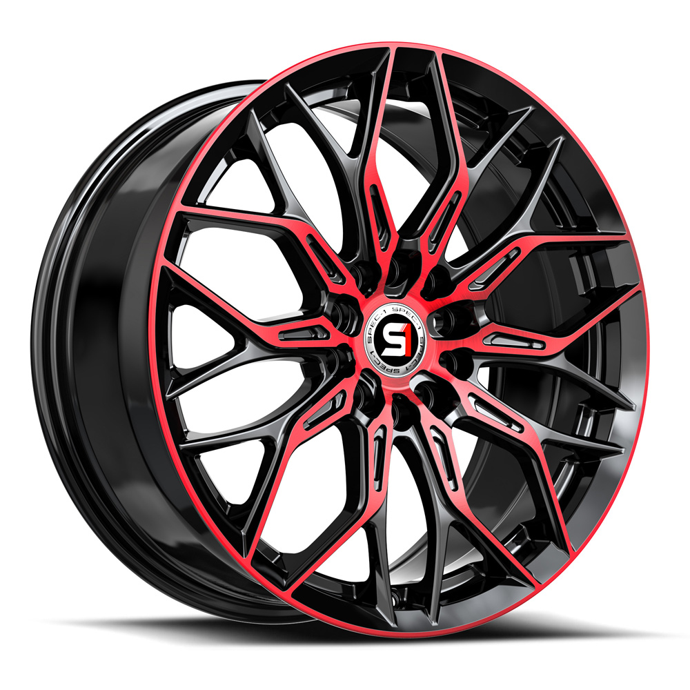 Spec-1 Sp-57 Gloss Black & Red Machined 17x7.5 (+42) 5x105